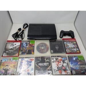 Playstation PS3 Super Slim Console CECH–4001C  500 GB & 10 Games Tested Cleaned